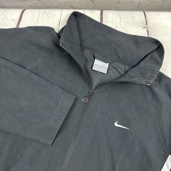 Nike Black And White Striped Windbreaker Full Zipper Jacket Adult Large 12-14 - Picture 1 of 9